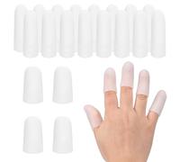 PATIKIL Finger Sleeve Protectors, 20pcs Silicone Finger Cots Cover Cap Thumb Guard Gel Finger Protection for Repair, Sports, 2 Size White