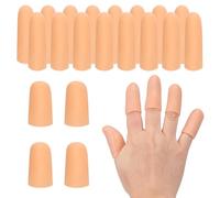 PATIKIL Finger Sleeve Protectors, 20pcs Silicone Finger Cots Cover Cap Thumb Guard Gel Finger Protection for Repair, Sports, 2 Size Skin Color