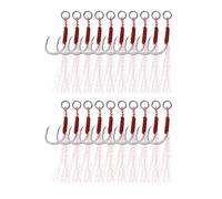 PATIKIL Fishing Assist Hooks Kit, 20 Pcs Glow Jigging Hook Slow Fast Fall Jigs Fishing Hooks for Vertical Jigging Lures, Green (55mmx15mm)