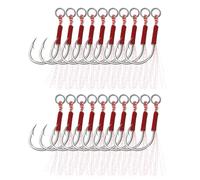 PATIKIL Fishing Assist Hooks Kit, 20 Pcs Glow Jigging Hook Slow Fast Fall Jigs Fishing Hooks for Vertical Jigging Lures, Green (65mmx20mm)