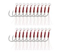 PATIKIL Fishing Assist Hooks Kit, 20 Pcs Glow Jigging Hook Slow Fast Fall Jigs Fishing Hooks for Vertical Jigging Lures, Green (60mmx18mm)