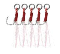 PATIKIL Fishing Assist Hooks Kit, 5 Pcs Glow Jigging Hook Slow Fast Fall Jigs Fishing Hooks for Vertical Jigging Lures, Green (12#, 50mmx12mm)