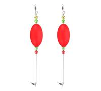 PATIKIL Fishing Floats Rigs 10 Inch, 2 Pack Oval Fishing Bobbers Popping Corks Float Weighted Bobbers Fishing Tackle with Copper Beads for Saltwater Freshwater Fishing Tackle, Red