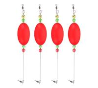 PATIKIL Fishing Floats Rigs 10 Inch, 4 Pack Oval Fishing Bobbers Popping Corks Float Weighted Bobbers Fishing Tackle with Copper Beads for Saltwater Freshwater Fishing Tackle, Red