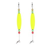 PATIKIL Fishing Floats Rigs 8.3 Inch, 2 Pack Olive Fishing Bobbers Popping Corks Float Weighted Bobbers Fishing Tackle with Copper Beads for Saltwater Freshwater Fishing Tackle, Yellow