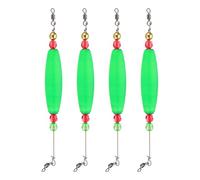 PATIKIL Fishing Floats Rigs 8.3 Inch, 4 Pack Olive Fishing Bobbers Popping Corks Float Weighted Bobbers Fishing Tackle with Copper Beads for Saltwater Freshwater Fishing Tackle, Green