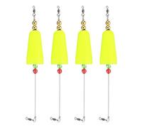 PATIKIL Fishing Floats Rigs 9.8 Inch, 4 Pack Conical Fishing Bobbers Popping Corks Float Weighted Bobbers Fishing Tackle with Copper Beads for Saltwater Freshwater Fishing Tackle, Yellow