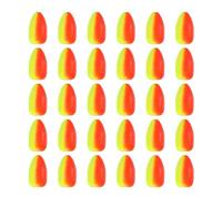PATIKIL Fishing Foam Floats 0.8 Inch, 30Pcs Oval Snell Floats Fly Fishing Strike Indicator for Pompano Rig Trout Catfish Walleye, Red Yellow