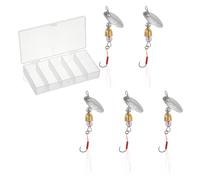 PATIKIL Fishing Lures Spinnerbait, 5 Pack Trout Lures Rooster Tail Fishing Lures Single Hook Trout Spinners 1/8 oz with Tackle Boxes for Freshwater Saltwater Fishing, Silver Tone