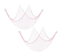 PATIKIL Fishing Net Decor, 2 Pack 80" x 40" Mediterranean Style Photographing Decoration Natural Fish Net Party Accessory for Home Bedroom, Light Pink