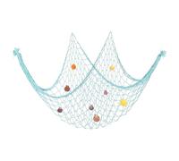 PATIKIL Fishing Net Decor, 80" x 60" Mediterranean Style Photographing Decoration Natural Fish Net Party Accessory with Sea Shells for Home Bedroom, Blue