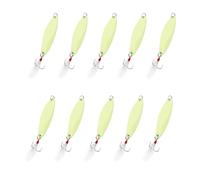 PATIKIL Fishing Spoons, 10 Pcs 4/5 oz Fishing Lures Casting Spoon Treble Hooks Jigs Hard Metal Spinner Baits for Freshwater Saltwater Salmon, Yellow