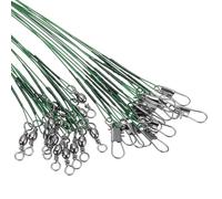 PATIKIL Fishing Wire Leaders 10", 50Pcs 30LB Strength Nylon-coated Fishing Line Leaders with Swivel and Snap for Saltwater Freshwater, Green