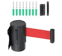 PATIKIL Fixed Wall Mount Retractable Belt Barrier, 16.4 Feet Fixed Retractable Belt Barrier with Steel Case for Crowd Control Grocery Retail Store Stadium, Black/Red