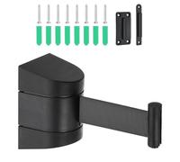 PATIKIL Fixed Wall Mount Retractable Belt Barrier, 16.4 Ft Crowd Control Barrier for Retail Store Stadium, Black Case with Black Retractable Caution Belt