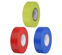 PATIKIL Flagging Tape 1" x147' Assorted Color, 3 Pack PVC Non-Adhesive Neon Marking Tape for Tree Survey Boundaries Outdoor Trail, Red, Blue, Yellow