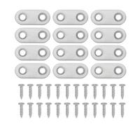 PATIKIL Flat Mending Plate 1.5"x0.6", 12 Pcs Stainless Steel Straight Flat Bracket for Shelves Corner Braces Brackets Metal Fixing Joining Plates for Wood Furniture Cabinet Frame Repair