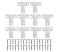 PATIKIL Flat Mending Plate 1.6"x0.5", 10 Pcs Stainless Steel T-Shape Flat Bracket for Shelves Corner Braces Brackets Metal Fixing Joining Plates for Wood Furniture Cabinet Frame Repair