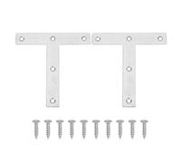 PATIKIL Flat Mending Plate 4.7"x0.8", 2 Pcs Stainless Steel T-Shape Flat Bracket for Shelves Corner Braces Brackets Metal Fixing Joining Plates for Wood Furniture Cabinet Frame Repair