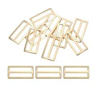 PATIKIL Flat Metal Slide Buckle 1.5 Inch / 38mm, 10 Pcs Tri-glide Sliders Webbing Strap Belt Adjuster for Strap Keeper Leathercraft DIY Bag Belt Purse Making, Light Golden