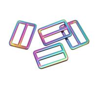 PATIKIL Flat Metal Slide Buckle 1 Inch / 25mm, 4 Pcs Tri-glide Sliders Webbing Strap Belt Adjuster for Strap Keeper Leathercraft DIY Bag Belt Purse Making, Rainbow