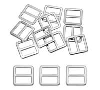 PATIKIL Flat Metal Slide Buckle 2 Inch / 50mm, 10 Pcs Tri-glide Sliders Webbing Strap Belt Adjuster for Strap Keeper Leathercraft DIY Bag Belt Purse Making, Silver