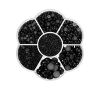 PATIKIL Flatback Pearls Beads for Crafting,7 Sizes Black 5645Pcs | Half Round Resin Beads Flatback Pearl Charms for DIY Nail Art Phone Decoration Socks Charms