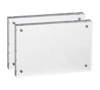 PATIKIL Floating Photo Frame, 5" x 7" 2 Pack Desktop Frameless Picture Frame Double Sided Acrylic Magnetic Display Frame for Family Travel Party Photo Souvenirs Artwork, Clear