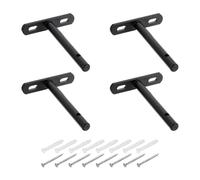 PATIKIL Floating Shelf Bracket 4", 4 Set T Brackets for Shelves, Wall Mounting Blind Shelf Support Hidden Brackets with Screws for Floating Wood Shelves, Black