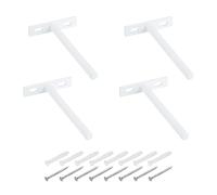 PATIKIL Floating Shelf Bracket 5", 4 Set T Brackets for Shelves, Wall Mounting Blind Shelf Support Hidden Brackets with Screws for Floating Wood Shelves, White