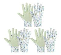 PATIKIL Floral Gardening Gloves for Women, 3 Pair Non-Slip Grip Garden Glove Women Working Yard Gloves for Yard Cleaning, Gardening, Weeding, Planting, Blue