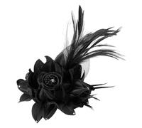 PATIKIL Floral Hair Clip, 1 Pcs Elegant Flower Feather Brooch Pin Hat Silk Wedding Party Dance Banquet Pins Accessories Camellia Charm Lady Dress Suit, Black
