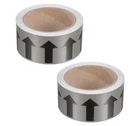 PATIKIL Flow Arrow Tape, 2 Roll Polyethylene Pipe Marking Sticker with Reflective Strip, Waterproof Heat Resistant, for Pipe Flow Directional Identification, 2 Inch x 33 Ft, Gray/Black