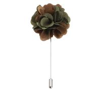PATIKIL Flower Boutonnieres Pin, 1 Pcs Lapel Pin for Men Camellia Flower for Suit Wedding Graduation Anniversary Brooch Graduation Outfit Accessories, Brown/Green-Yellow