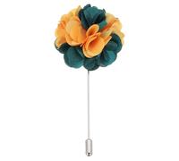 PATIKIL Flower Boutonnieres Pin, 1 Pcs Lapel Pin for Men Camellia Flower for Suit Wedding Graduation Anniversary Brooch Graduation Outfit Accessories, Dark Green/Yellow