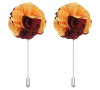 PATIKIL Flower Boutonnieres Pin, 2 Pcs Lapel Pin for Men Camellia Flower for Suit Wedding Graduation Anniversary Brooch Graduation Outfit Accessories, Yellow/Wine Red