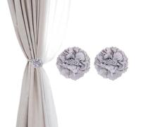PATIKIL Flower Curtain Tiebacks, 2 Pcs Artificial Floral Curtain Tie Clips, Modern Curtain Holder Buckles, Window Drapery Decorative Clips for Home, Room, Office, Gray