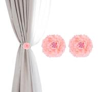 PATIKIL Flower Curtain Tiebacks, 2 Pcs Artificial Floral Curtain Tie Clips, Modern Curtain Holder Buckles, Window Drapery Decorative Clips for Home, Room, Office, Pink