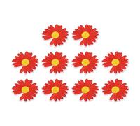 PATIKIL Flower Embroidered Iron on Patches, 10Pcs Applique Repair Patch Sew on Clothing Decoration for Craft DIY Accessories, Red 1.46" Lx1.42 W