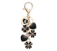 PATIKIL Flower Initial Keychain, Cute Key Chains Flower Purse Keychain Charms Enamel Letter Keyring Key Chain Accessories for Women Girls Bag Handbags Backpack, Black Letter B