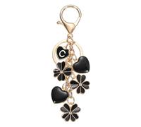 PATIKIL Flower Initial Keychain, Cute Key Chains Flower Purse Keychain Charms Enamel Letter Keyring Key Chain Accessories for Women Girls Bag Handbags Backpack, Black Letter C