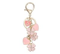 PATIKIL Flower Initial Keychain, Cute Key Chains Flower Purse Keychain Charms Enamel Letter Keyring Key Chain Accessories for Women Girls Bag Handbags Backpack, Pink Letter D