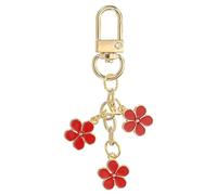 PATIKIL Flower Keychain Charm, Cute Enameled Keychain Floral Keyring Pendant with Snap Hook for Women Gifts Purse Handbag Bags Decor, Dark Red