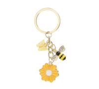 PATIKIL Flower Keychains, Enameled Keychain Cute Flower Honeybee Pendant Keyring Purse Bag Accessories Car Ring Pendant for Handbag Keys, Yellow