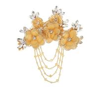 PATIKIL Flower Rhinestone Appliques for Dresses, 3D Gold Rhinestone Applique Embellishments Handmade 5 Flowers Crystal Sequin Sewing Patches for Wedding