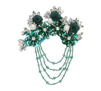 PATIKIL Flower Rhinestone Appliques for Dresses, 3D Green Rhinestone Applique Embellishments Handmade 7 Flowers Crystal Sequin Sewing Patches for Wedding