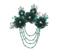 PATIKIL Flower Rhinestone Appliques for Dresses, 3D Green Rhinestone Applique Embellishments Handmade 5 Flowers Crystal Sequin Sewing Patches for Wedding