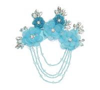 PATIKIL Flower Rhinestone Appliques for Dresses, 3D Light Blue Rhinestone Applique Embellishments Handmade 5 Flowers Crystal Sequin Sewing Patches for Wedding