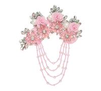 PATIKIL Flower Rhinestone Appliques for Dresses, 3D Pink Rhinestone Applique Embellishments Handmade 7 Flowers Crystal Sequin Sewing Patches for Wedding