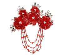PATIKIL Flower Rhinestone Appliques for Dresses, 3D Red Rhinestone Applique Embellishments Handmade 5 Flowers Crystal Sequin Sewing Patches for Wedding